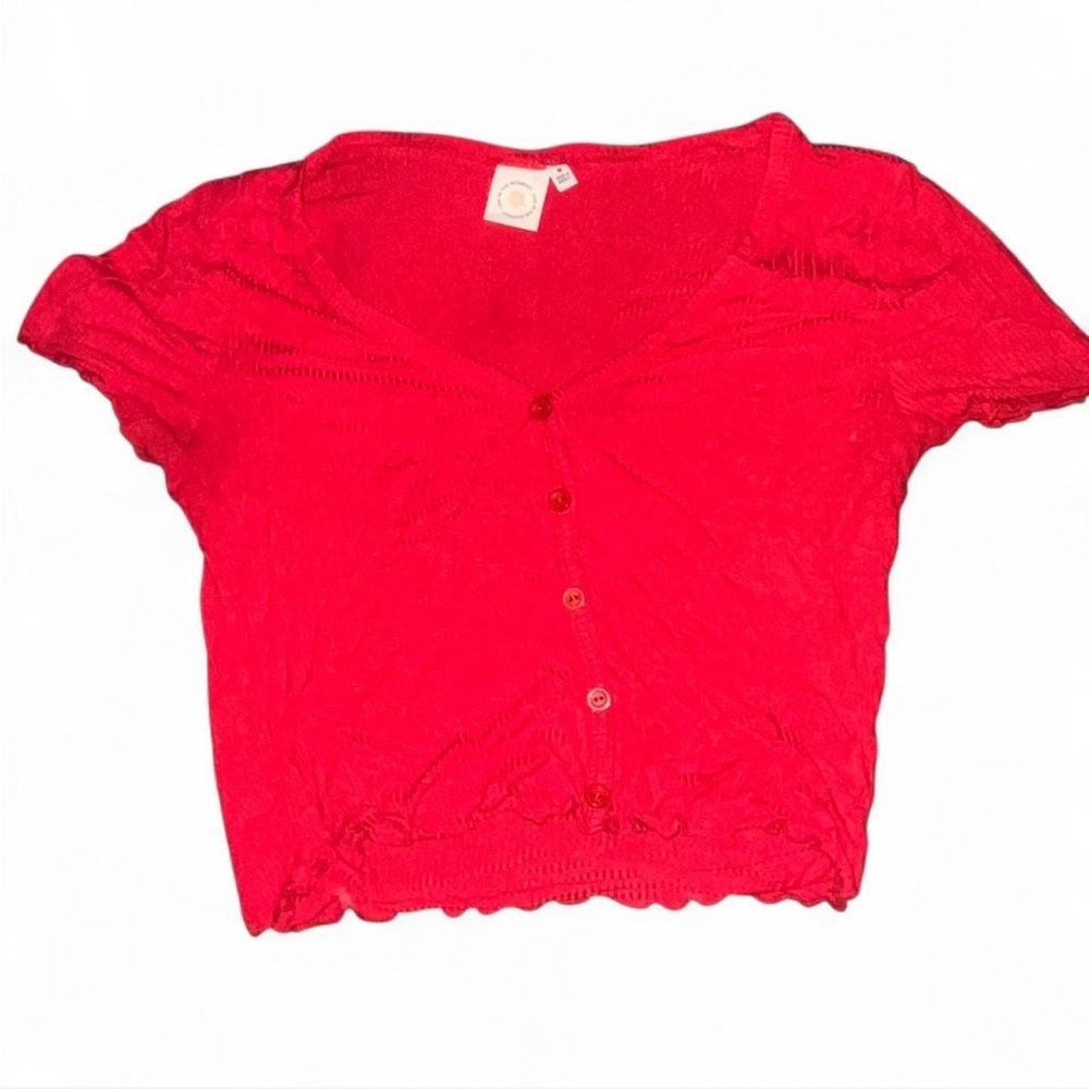 Red Button-Up Women's Top
